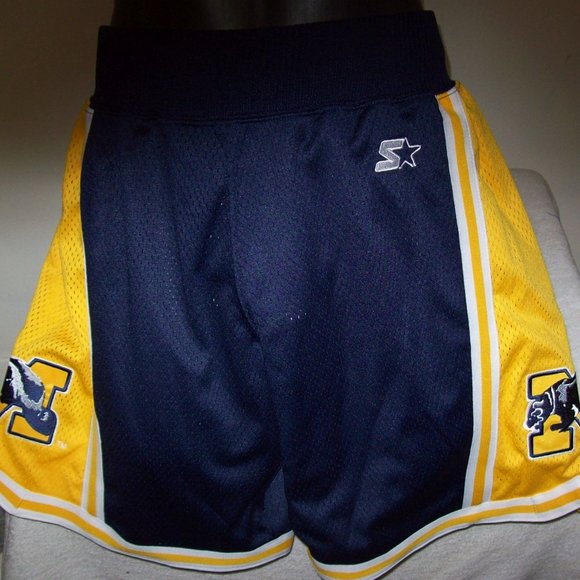 MICHIGAN WOLVERINES STARTER SHORTS BLUE & YELLOW - Picture 10 of 12